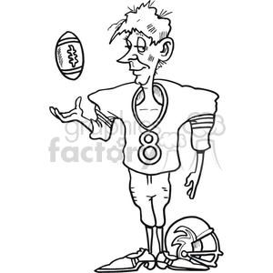 Funny Caricature of American Football Player Tossing Ball