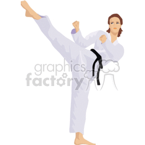 female doing a karate kick