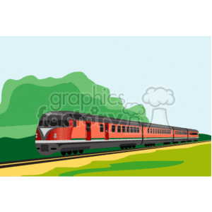 Passenger Train Moving Through Countryside ".