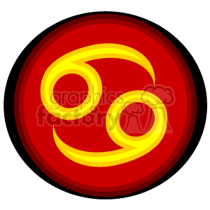   The image is a simplified, stylized representation of the zodiac sign Cancer. It features a circular emblem with the iconic Cancer symbol, which consists of two circles with tails that suggest a crab