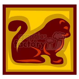 The clipart image depicts a stylized representation of a lion within a square frame, illustrating the Leo zodiac sign, which is one of the twelve astrological signs in Western astrology.