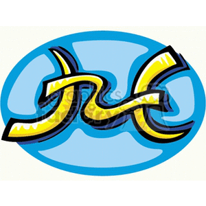 Colorful clipart of the Pisces zodiac sign symbol, featuring a stylized water bearer design in yellow and black on a blue background.