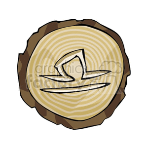 Clipart image of the Libra zodiac sign carved into a tree trunk cross-section, symbolizing balance and harmony.