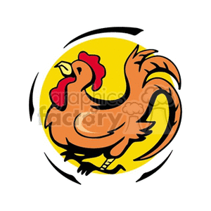 Clipart image of a rooster representing the Chinese zodiac sign of the Rooster.