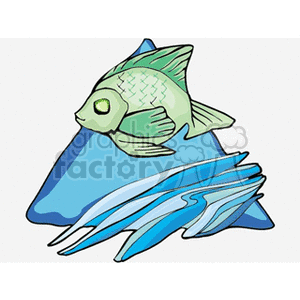 Clipart image featuring a green fish with a blue background, symbolizing the Pisces zodiac sign.