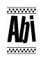 The clipart image displays the text Abi in a bold, stylized font. It is enclosed in a rectangular border with a checkerboard pattern running below and above the text, similar to a finish line in racing. 