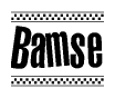 The clipart image displays the text Bamse in a bold, stylized font. It is enclosed in a rectangular border with a checkerboard pattern running below and above the text, similar to a finish line in racing. 
