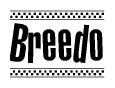 The clipart image displays the text Breedo in a bold, stylized font. It is enclosed in a rectangular border with a checkerboard pattern running below and above the text, similar to a finish line in racing. 