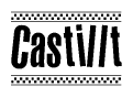 The clipart image displays the text Castillt in a bold, stylized font. It is enclosed in a rectangular border with a checkerboard pattern running below and above the text, similar to a finish line in racing. 
