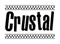 The image contains the text Crustal in a bold, stylized font, with a checkered flag pattern bordering the top and bottom of the text.