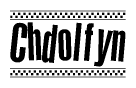 The clipart image displays the text Chdolfyn in a bold, stylized font. It is enclosed in a rectangular border with a checkerboard pattern running below and above the text, similar to a finish line in racing. 