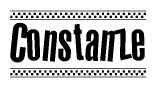 The clipart image displays the text Constanze in a bold, stylized font. It is enclosed in a rectangular border with a checkerboard pattern running below and above the text, similar to a finish line in racing. 