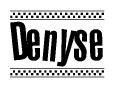 Denyse Bold Text with Racing Checkerboard Pattern Border