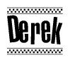 Derek Bold Text with Racing Checkerboard Pattern Border