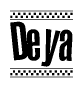 Deya Bold Text with Racing Checkerboard Pattern Border