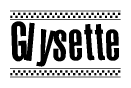 The image contains the text Glysette in a bold, stylized font, with a checkered flag pattern bordering the top and bottom of the text.