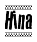 The clipart image displays the text Hina in a bold, stylized font. It is enclosed in a rectangular border with a checkerboard pattern running below and above the text, similar to a finish line in racing. 