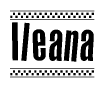 The image contains the text Ileana in a bold, stylized font, with a checkered flag pattern bordering the top and bottom of the text.