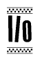 The image contains the text Ilo in a bold, stylized font, with a checkered flag pattern bordering the top and bottom of the text.