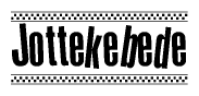 The clipart image displays the text Jottekebede in a bold, stylized font. It is enclosed in a rectangular border with a checkerboard pattern running below and above the text, similar to a finish line in racing. 