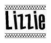 Lizzie Bold Text with Racing Checkerboard Pattern Border