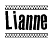 The image contains the text Lianne in a bold, stylized font, with a checkered flag pattern bordering the top and bottom of the text.