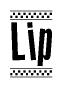 The clipart image displays the text Lip in a bold, stylized font. It is enclosed in a rectangular border with a checkerboard pattern running below and above the text, similar to a finish line in racing. 
