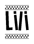 The image contains the text Lili in a bold, stylized font, with a checkered flag pattern bordering the top and bottom of the text.