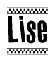 The image contains the text Lise in a bold, stylized font, with a checkered flag pattern bordering the top and bottom of the text.