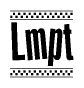 The clipart image displays the text Lmpt in a bold, stylized font. It is enclosed in a rectangular border with a checkerboard pattern running below and above the text, similar to a finish line in racing. 