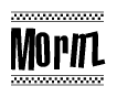The clipart image displays the text Mornz in a bold, stylized font. It is enclosed in a rectangular border with a checkerboard pattern running below and above the text, similar to a finish line in racing. 