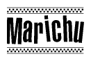 The image contains the text Marichu in a bold, stylized font, with a checkered flag pattern bordering the top and bottom of the text.