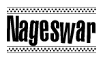 The image contains the text Nageswar in a bold, stylized font, with a checkered flag pattern bordering the top and bottom of the text.