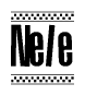 The clipart image displays the text Nele in a bold, stylized font. It is enclosed in a rectangular border with a checkerboard pattern running below and above the text, similar to a finish line in racing. 