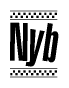 The clipart image displays the text Nyb in a bold, stylized font. It is enclosed in a rectangular border with a checkerboard pattern running below and above the text, similar to a finish line in racing. 