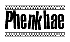 The image contains the text Phenkhae in a bold, stylized font, with a checkered flag pattern bordering the top and bottom of the text.