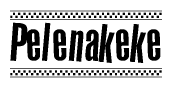 The image contains the text Pelenakeke in a bold, stylized font, with a checkered flag pattern bordering the top and bottom of the text.