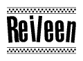 The clipart image displays the text Reileen in a bold, stylized font. It is enclosed in a rectangular border with a checkerboard pattern running below and above the text, similar to a finish line in racing. 