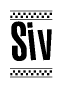 The image contains the text Siv in a bold, stylized font, with a checkered flag pattern bordering the top and bottom of the text.
