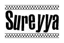 The clipart image displays the text Sureyya in a bold, stylized font. It is enclosed in a rectangular border with a checkerboard pattern running below and above the text, similar to a finish line in racing. 