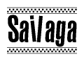 The clipart image displays the text Sailaga in a bold, stylized font. It is enclosed in a rectangular border with a checkerboard pattern running below and above the text, similar to a finish line in racing. 