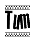 The clipart image displays the text Tum in a bold, stylized font. It is enclosed in a rectangular border with a checkerboard pattern running below and above the text, similar to a finish line in racing. 