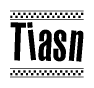 The clipart image displays the text Tiasn in a bold, stylized font. It is enclosed in a rectangular border with a checkerboard pattern running below and above the text, similar to a finish line in racing. 