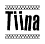   The image contains the text Tiina in a bold, stylized font, with a checkered flag pattern bordering the top and bottom of the text. 