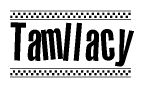 The clipart image displays the text Tamllacy in a bold, stylized font. It is enclosed in a rectangular border with a checkerboard pattern running below and above the text, similar to a finish line in racing. 