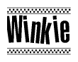 The clipart image displays the text Winkie in a bold, stylized font. It is enclosed in a rectangular border with a checkerboard pattern running below and above the text, similar to a finish line in racing. 