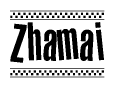 Zhamai Bold Text with Racing Checkerboard Pattern Border