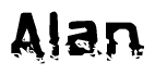The image contains the word Alan in a stylized font with a static looking effect at the bottom of the words