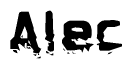 The image contains the word Alec in a stylized font with a static looking effect at the bottom of the words