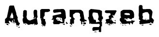 The image contains the word Aurangzeb in a stylized font with a static looking effect at the bottom of the words